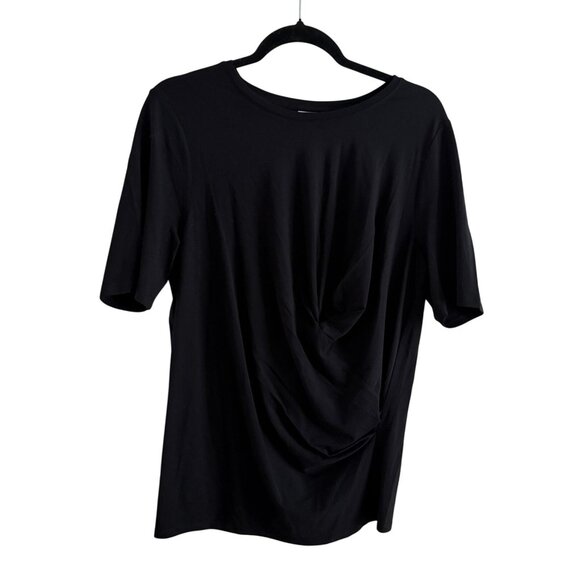 Chicos Women Sz 2 US L Black Touch Of Cool Short Sleeve Draped Front Tee NWT - Picture 4 of 13